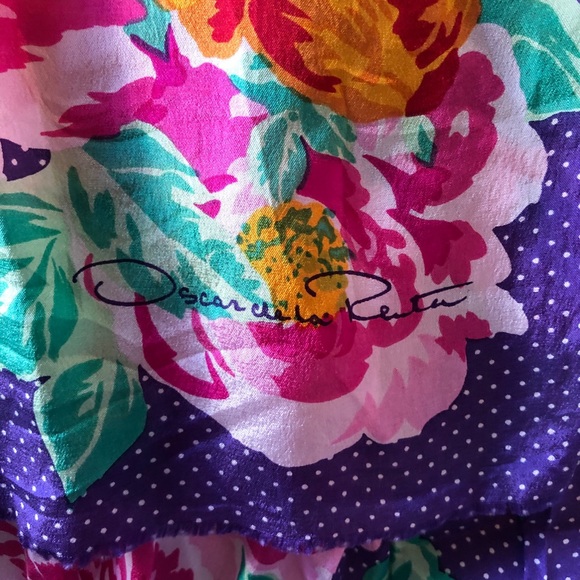 Floral Oscar de la Renta Silk Scarf - Picture 2 of 5